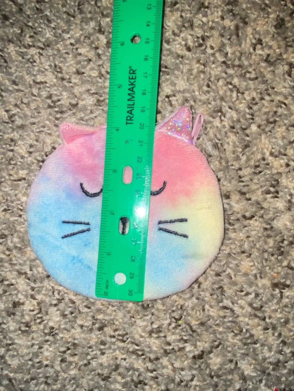 Pastel tie-dye plush cat coin pouch